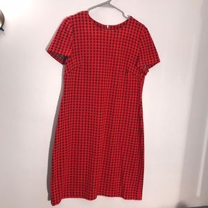 Calvin Klein red & Black houndstooth print dress